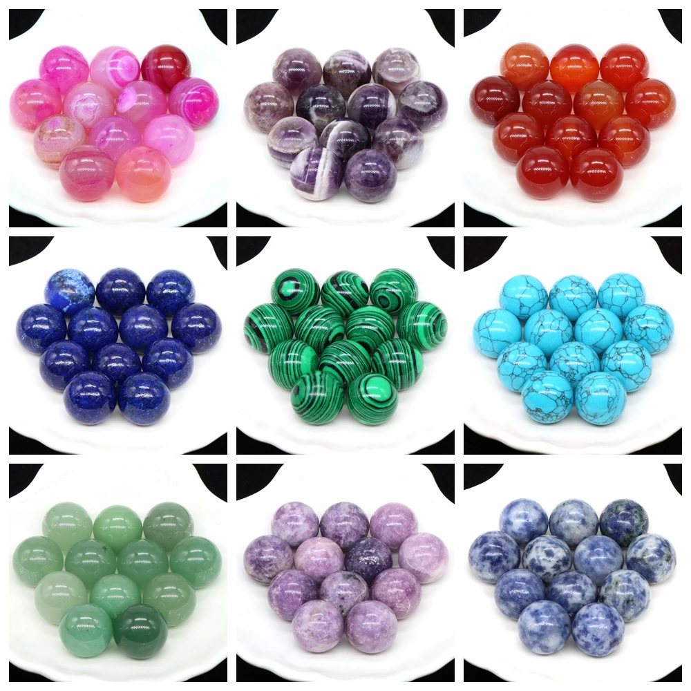 

Wholesale 16mm Mini Crystal Balls Natural Healing Stones Pocket Spheres Chakra Globe Reiki Bead Mineral Gems Specimen Home Decor