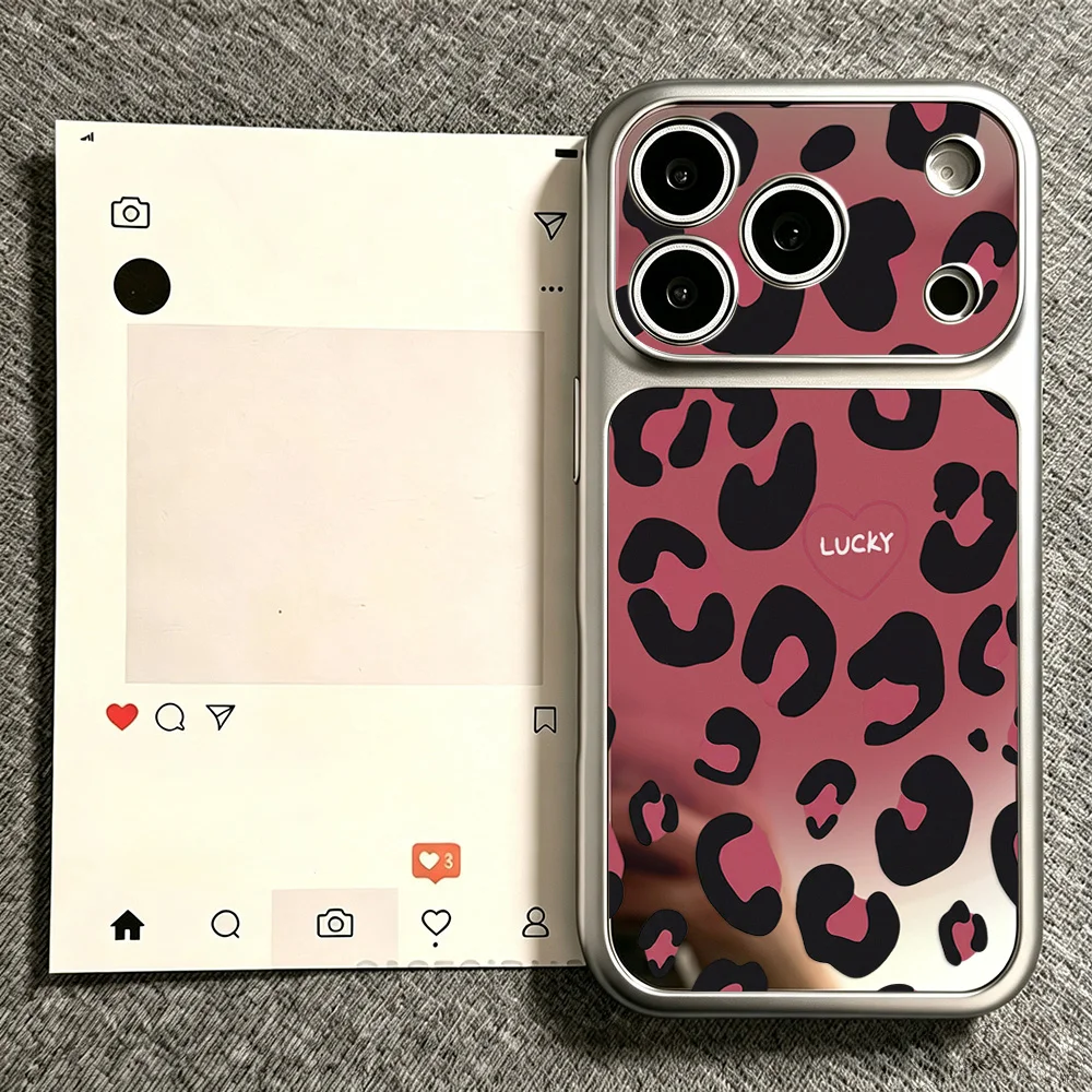 Make Up Mirror Leopard Phone Case For iPhone 18 Pro Max 17 13 16 15 14 11 12 18promax 17promax 16promax Protective Cover Bumper