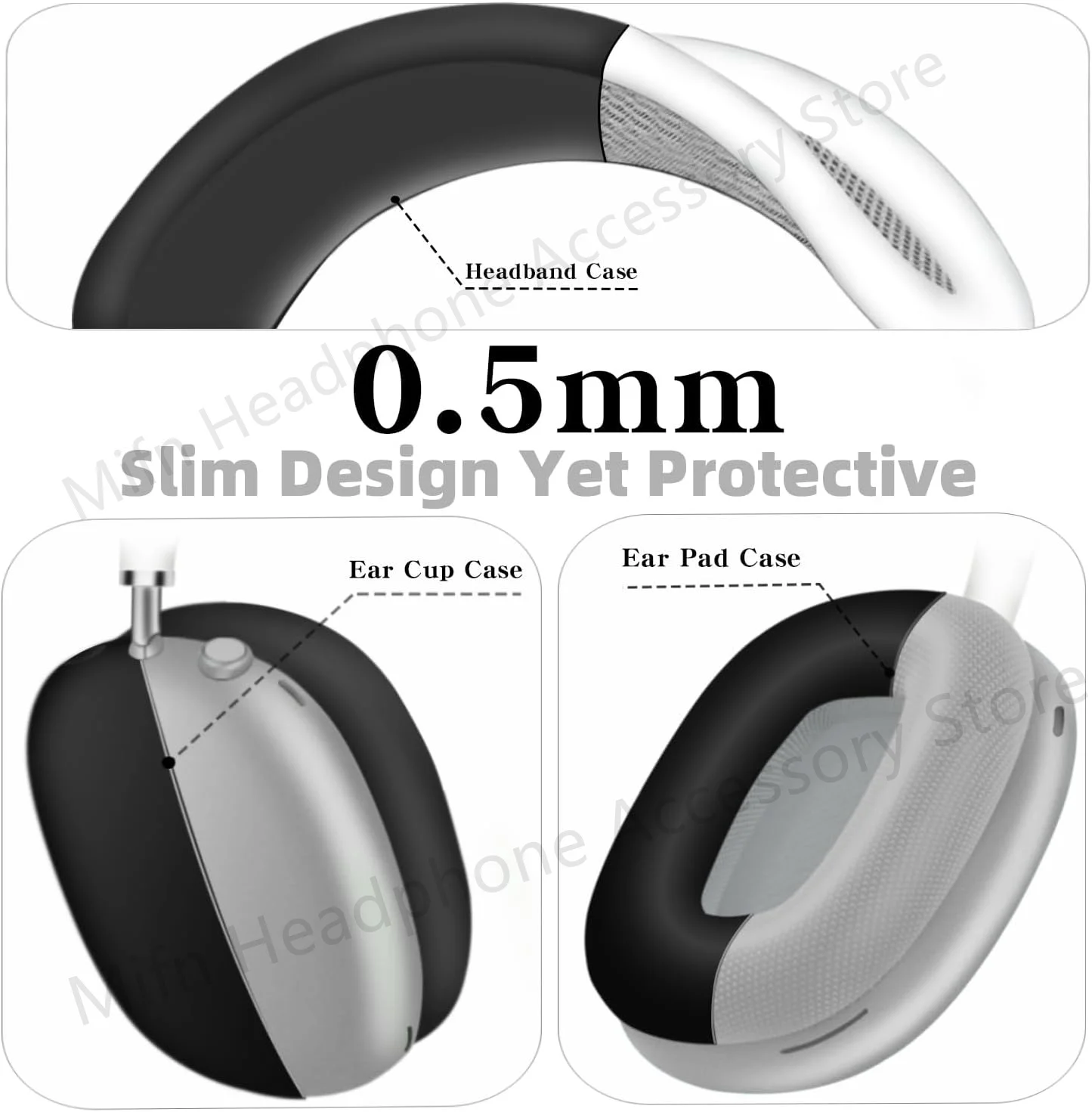 سماعة اكسسوارات مجموعة ل Airpods ماكس 2021 شفاف/سيليكون لينة عقال غطاء استبدال غطاء سماعة اكسسوارات