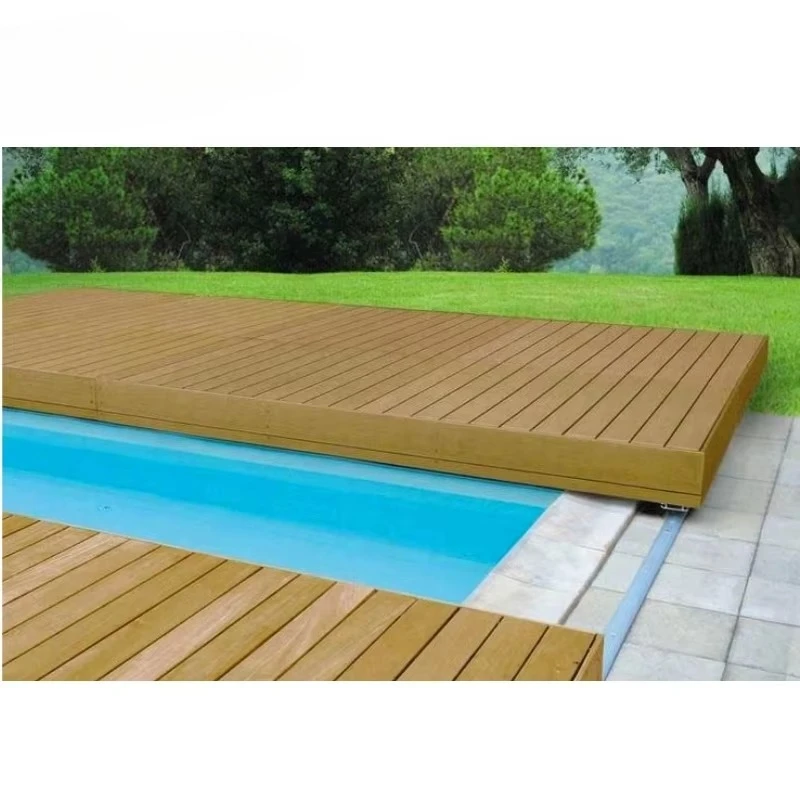 Transparent Sliding Deck Pool Cover Space-Saving Folding Design for Year-Round Use