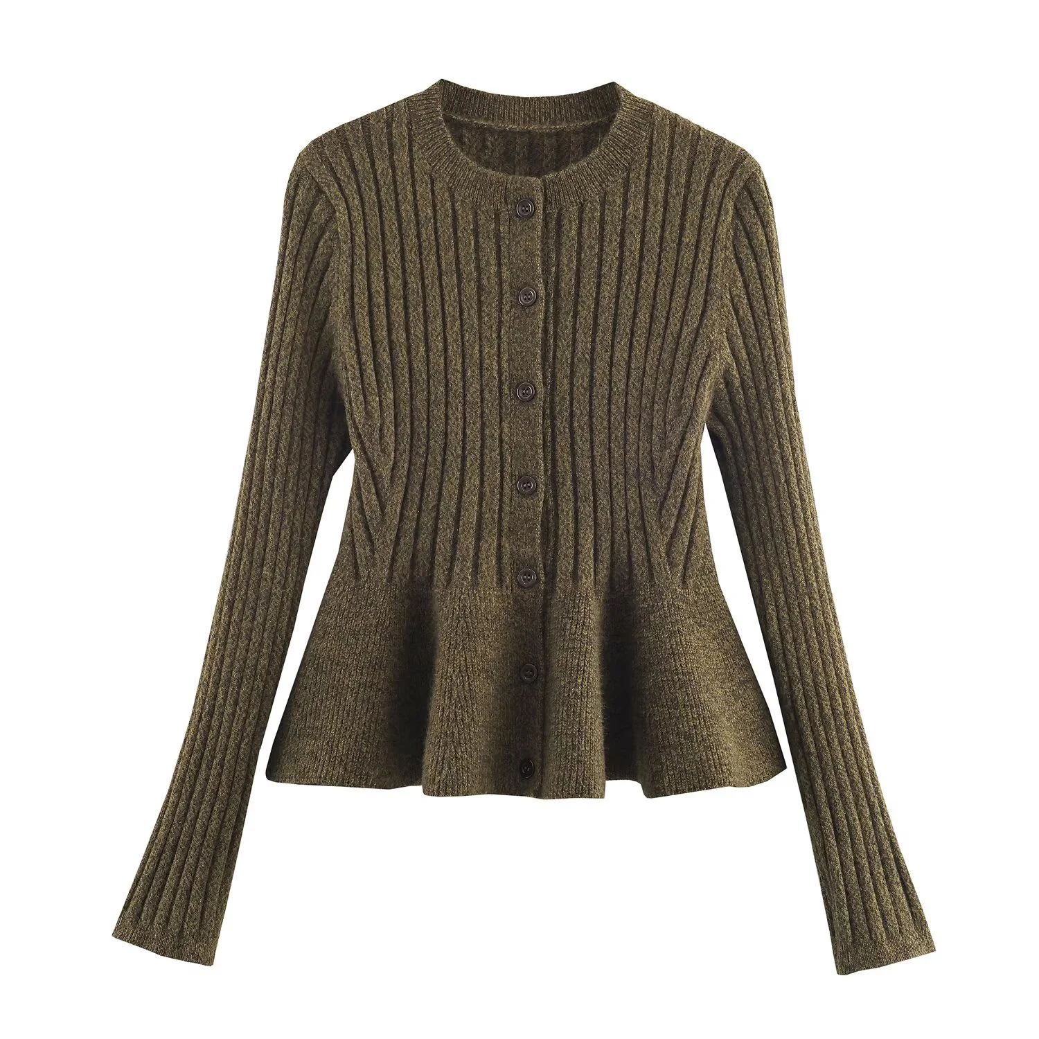 

European American Style 2025 New Ribbed Knit Jacket Short Skirt Hem Womens Clothing Foreign Trade Fashion