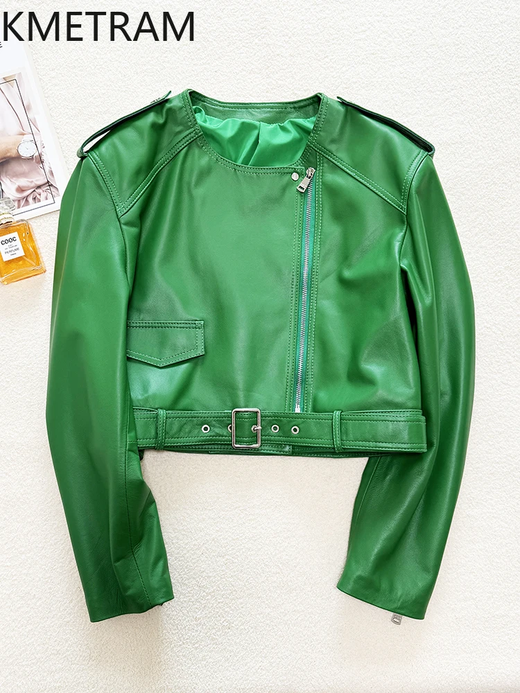 100% strato superiore giacca di pelle di pecora donna motociclista giacche corte in vera pelle novità in capispalla vestiti autunnali 2025 donna veste femme