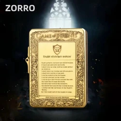 ZORRO Handmade Thicken Brass Heavy Armor Retro Trench Gasoline Oil Hinge Laser Double-Sided Engraving Kerosene Lighter 915S