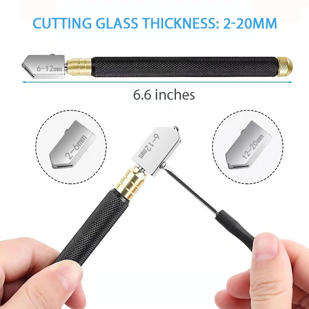 Handheld Glass Cutter Set with Ergonomic Handle for DIY Window Panes, WWO66