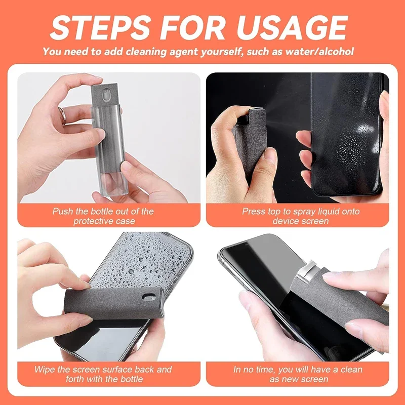 2 in 1 Microfiber Screen Cleaner Spray Bottle Mobile Phone Tablet Computer Microfiber Cloth Cleaning Wipes For iPhone Samsung Mi image 6