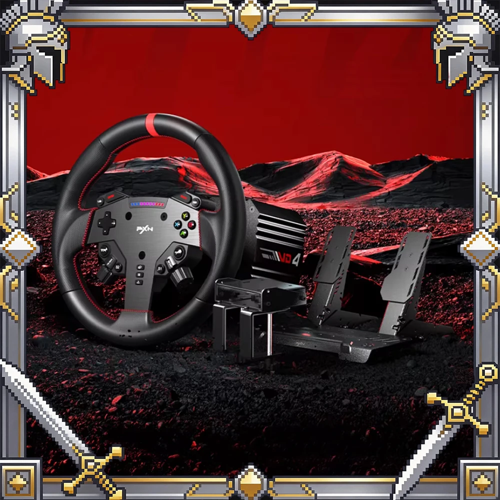 

Игровой руль PXN VD4 Bundle Racing Wheel с силовой обратной связью 4 Нм, сервоприводом Direct Drive серии PXN VD для ПК