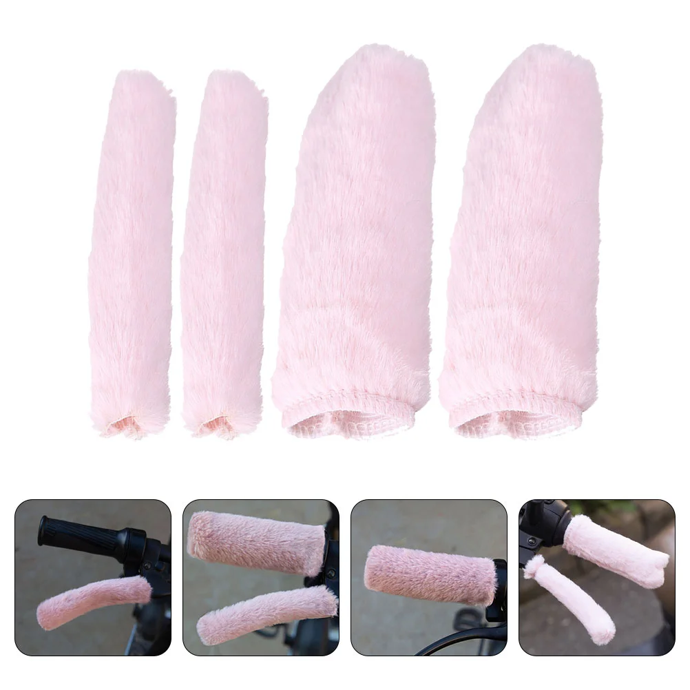 Bike Accessories for Kids Plush Handle Gloves Grip Bicycle Grips Handlebars Autumn Winter Covers Mountain Pink Child