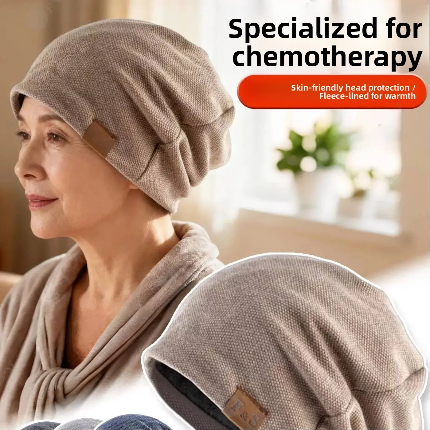 Chemotherapy Post-Completion Glowing Head Cap Spring Autumn Winter Ladies Knitted Head Cover Indoor Windproof Postpartum Cap