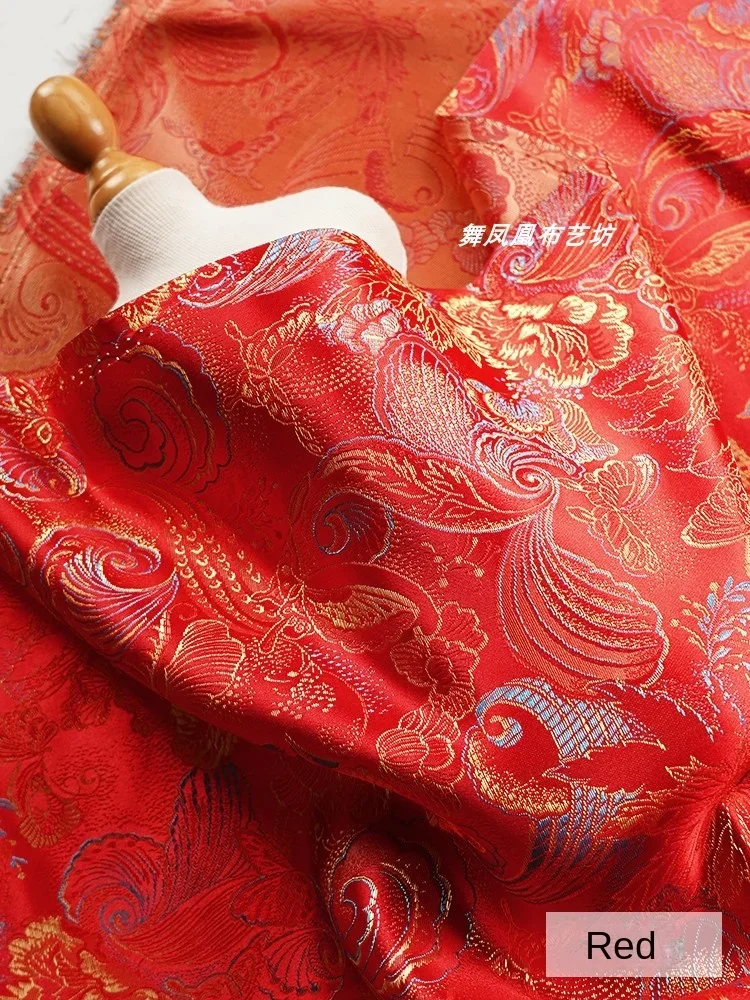 

Парчовая жаккардовая ткань, ткань для шитья, материал для куртки, китайская красная декоративная ткань для шитья одежды, материал для одежды