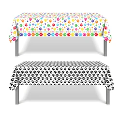 130*220cm Cartoon Pet Dog Paw Print Birthday Party Disposable Tablecover Baby Shower Party Camp Backdrops Tablecloths Supplies