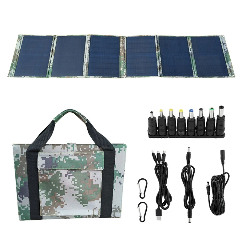 

6 Fold Solar Panel Portable Charing Board 120W USB+DC Output Solar Charger Backpack for Outdoor Hiking Mountaineering