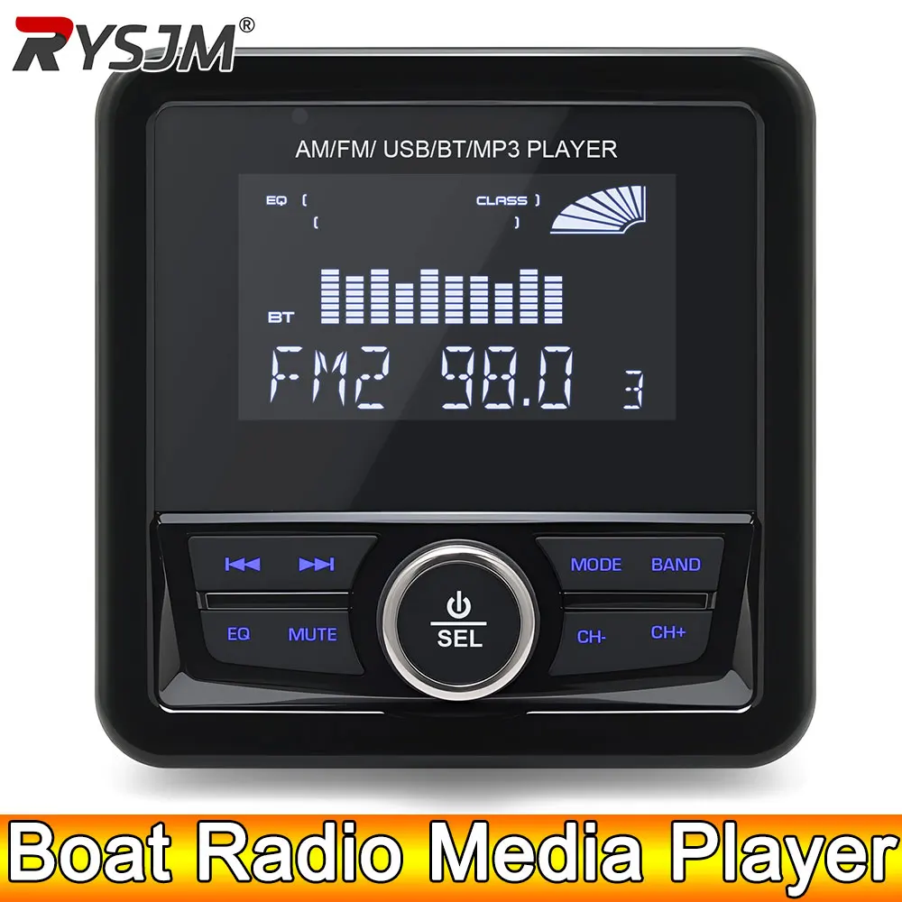 AD MP3 Radio Łodzi Stereo Marine Radio 3-calowy Wyświetlacz Odtwarzacz Multimedialny Wodoodporny Bluetooth AUX AM FM RDS do ATV UTV
