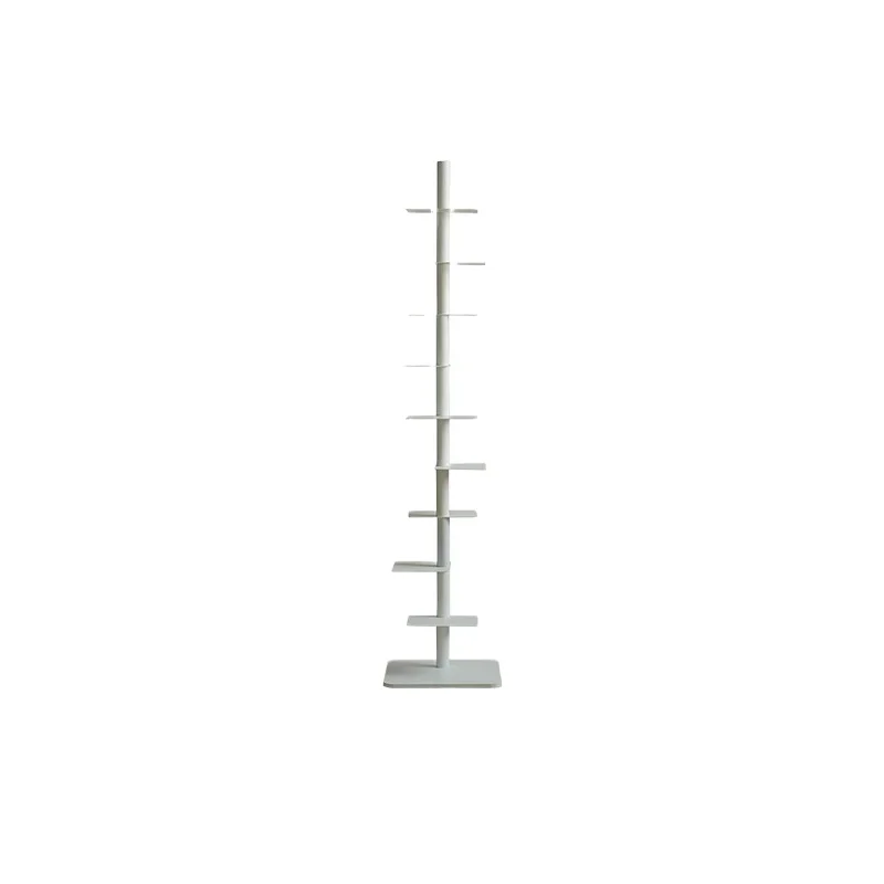 Simple rotating floor bookshelf Living room wrought iron multi-layer white storage shelf Invisible bookshelf