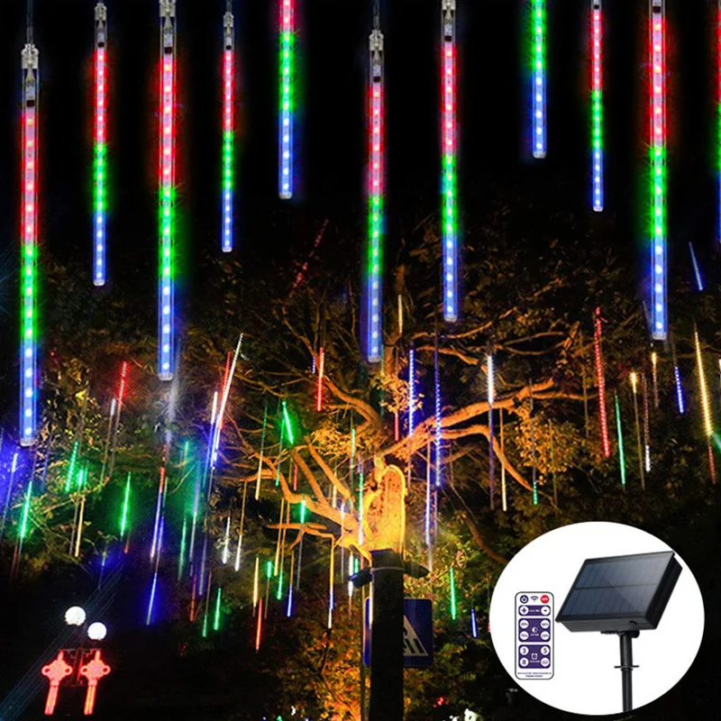 Solar LED Meteor Shower Light Holiday String Light Waterproof Fairy Garden Decor Outdoor Led Street Garland Christmas Decoration