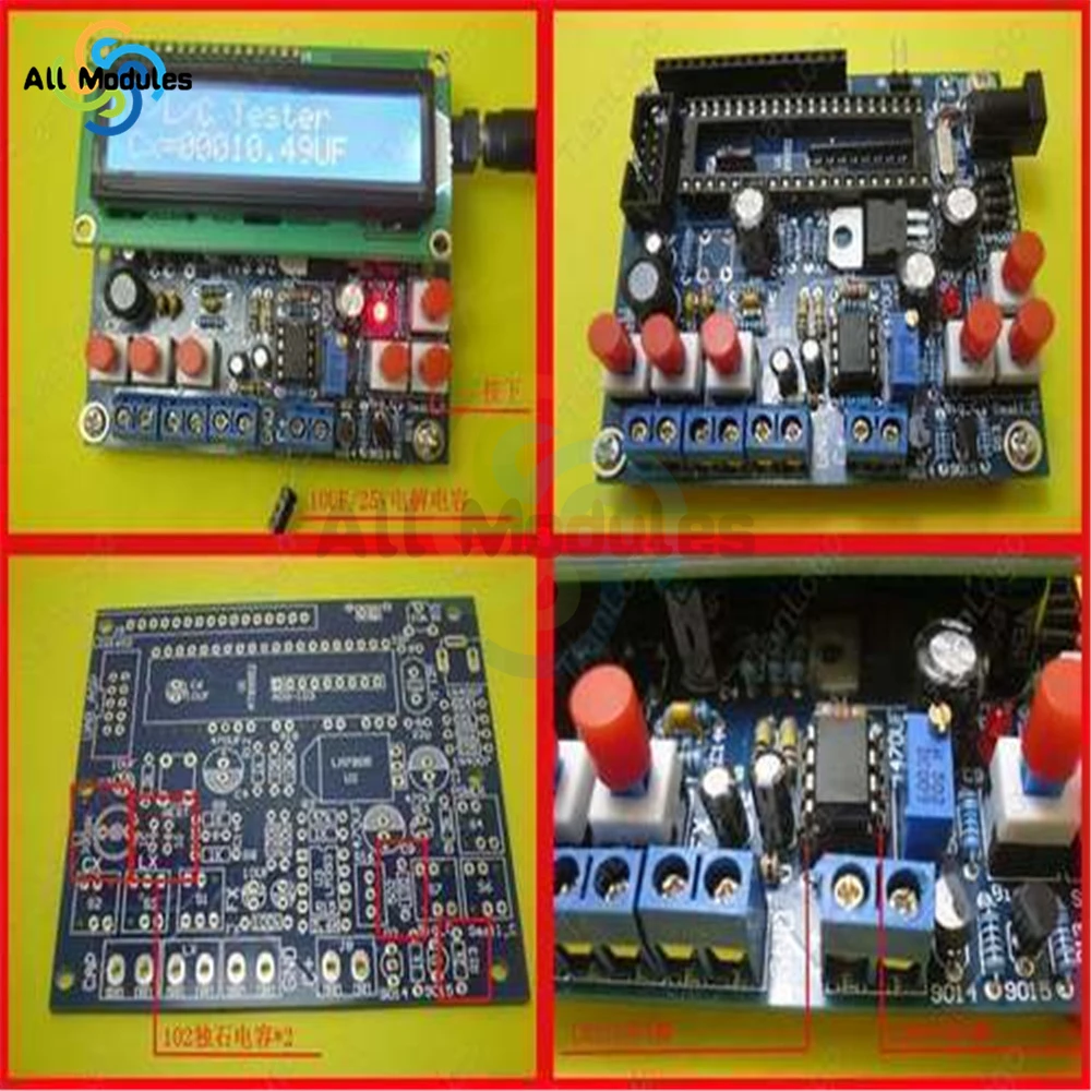 DIY LCD Digital Secohmmeter Frequency Capacitance Inductance Meter Cymometer CF Inductor Capacitor Tester Permittimeter DIY Kit