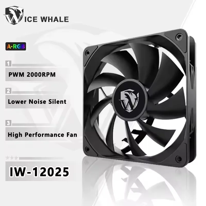 ICE Whale Performance Case Fan Computer Chassis Fan 120mm 4 Pin PWM Quiet Cooling Fan 800-2000RPM/78.08CFM Large Air Volume