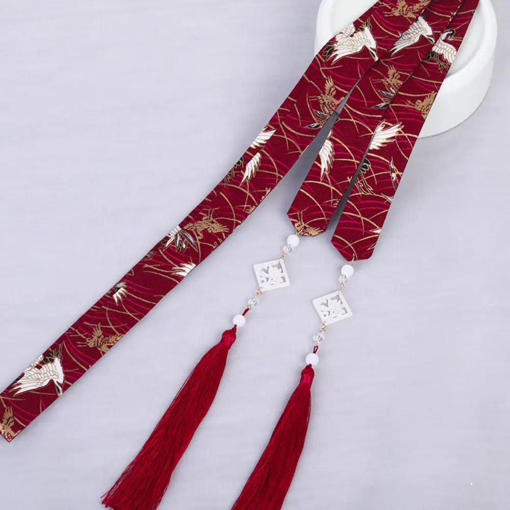 Embroidery Chinese Style Hair Band Dragon Horse Face Skirt Ornament New Year Headwear Tassel Crane Bow Ribbon Headwear Men/Male