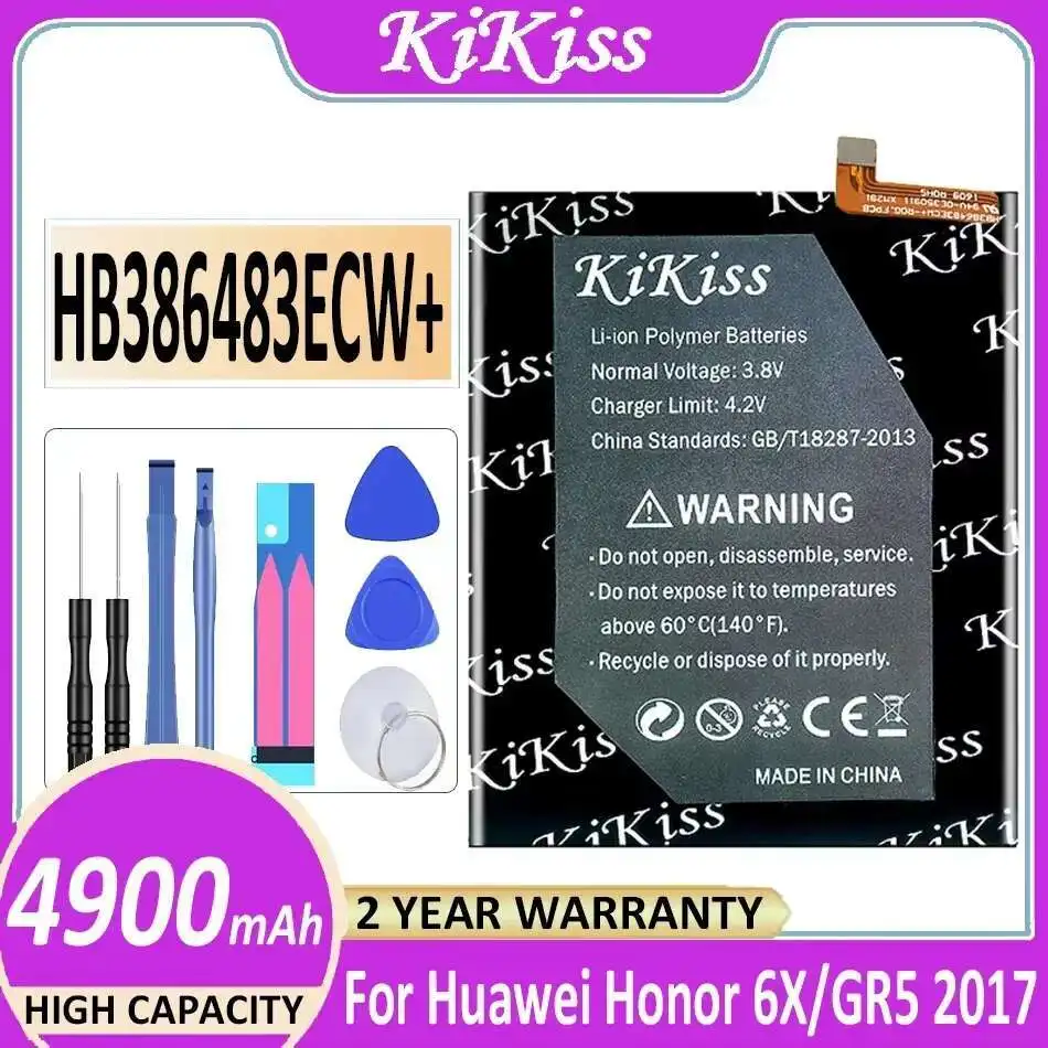

Battery HB386483ECW+ 4900Mah For Huawei Honor 6X GR5 2017 Bll-L23 L21 L22 Mate 9 Lite Bln-L24 G9 Plus Maimang 5