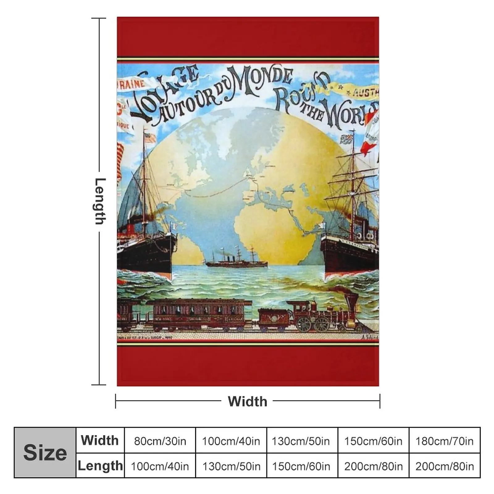 Around The World in 80 Days; Vintage Jules Verne Print Throw Blanket Kid'S Blanket Quilt Blanket Beach