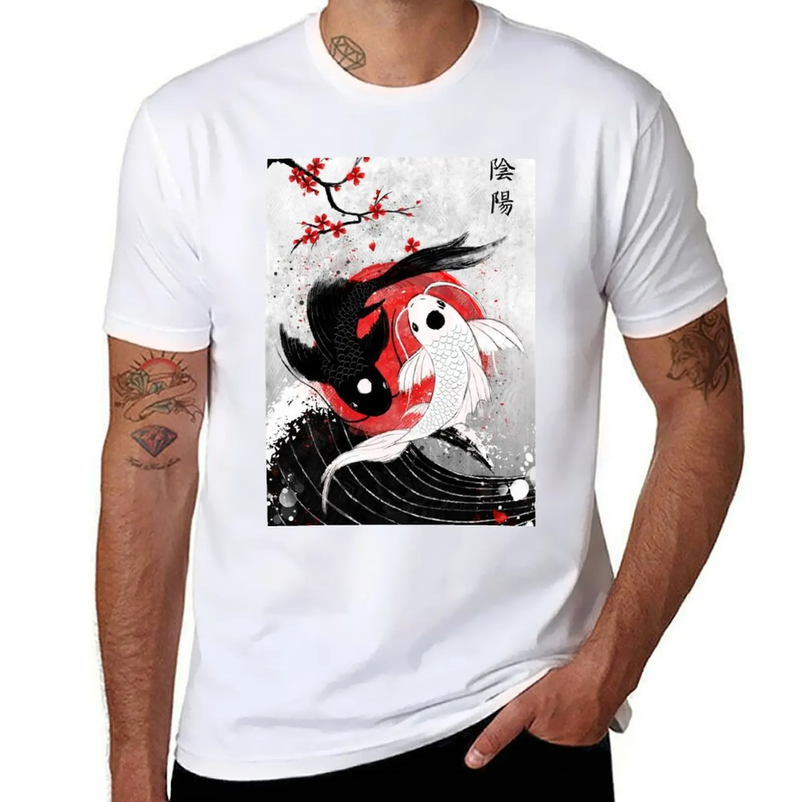 

Koi fish - Yin Yang T-Shirt cotton t shirts high quality t shirts for man graphic tees T-Shirt