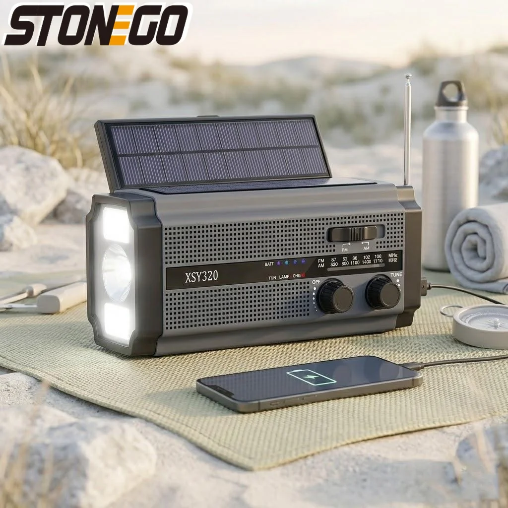 

Портативное солнечное радио AM/FM с динамо-зарядкой, 5000 мАч, LED-фонарь, лампа для чтения, SOS-сигнал, для кемпинга, походов и активного отдыха