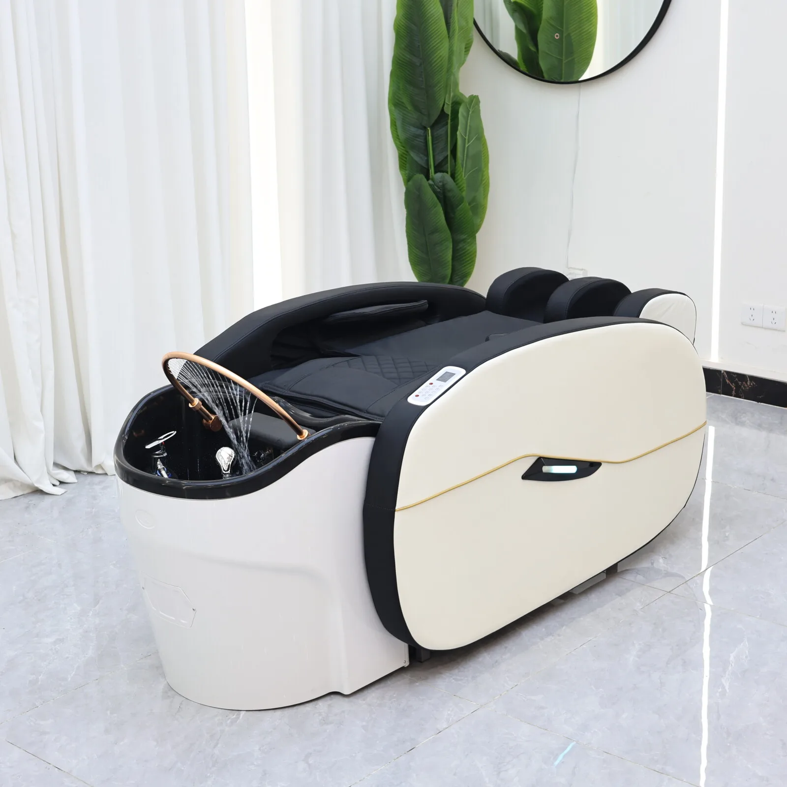 Cama de shampoo de massagem inteligente, mobília comercial de spa de cabeça de salão de beleza de luxo, mobiliário ideal de alta qualidade para loja de cabeleireiro de luxo