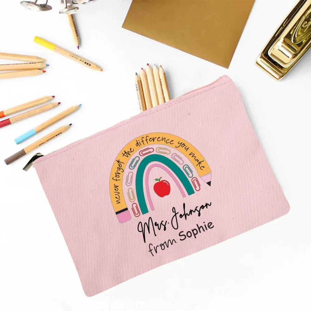 Personalised Rainbow Pencil Case Custom Name Stationery Supplies Bags Travel Wash Pouches Makeup Bag Teacher Appreciation Gifts