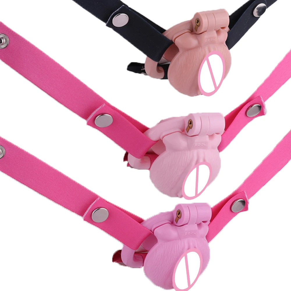 FRKO ABS Inverted Sissy Chastity Penis Cage Device Real Clitoral Labia Male To Female 4 Lockcock Rings Sex Toys Pussy Worship - view 3