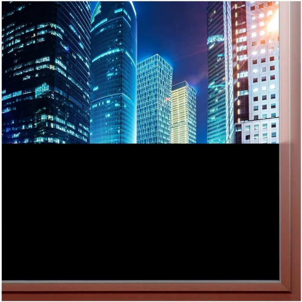 24 Stunden Verdunkelungs-Fensterfolie – Blickdichte Sichtschutzfolie für Tag und Nacht, 100 % lichtblockierend, doppelseitig, nicht durchsichtig, für das Heimbüro