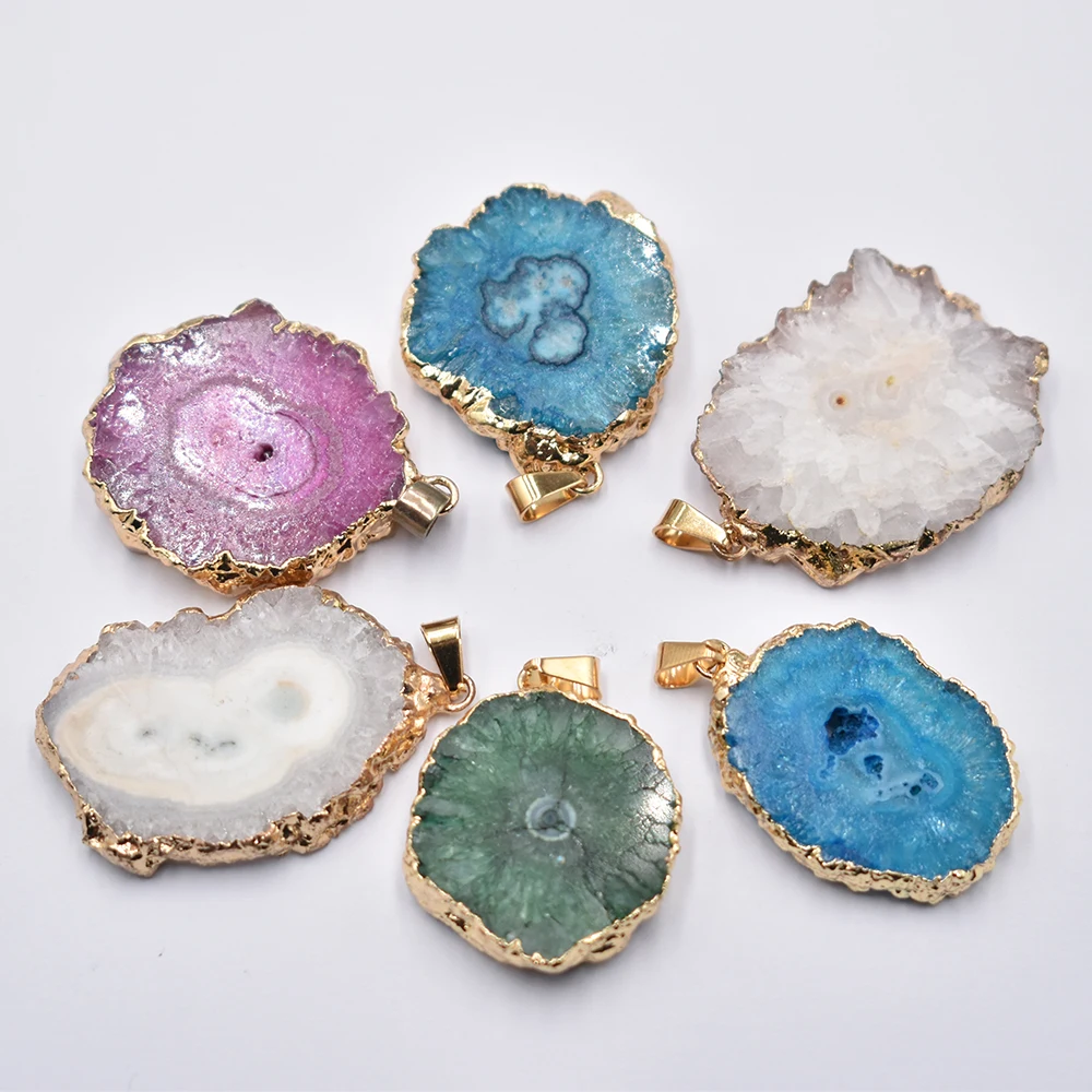 

Natural agate slice sunflower irregular healing crystal sunflower pendant jewelry making accessories 6pcs/lot Wholesale