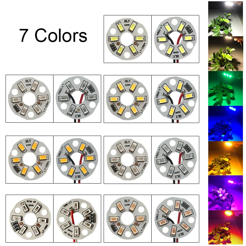 LEDチップビーズライトボード,ラウンド電球,トランスフォーメーションライトソース,グリーン,ブルー,レッド,パープル,ホワイトランプ,新品,3W, 5v,32mm, 3個