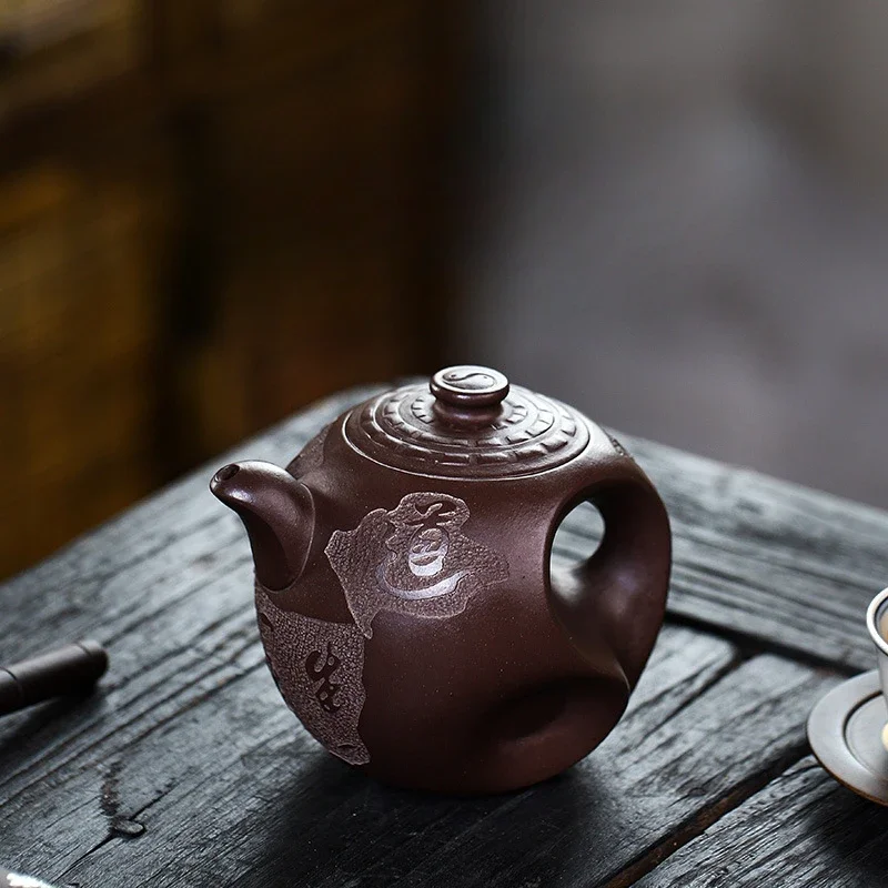 

Yixing handmade purple clay pot raw ore Zini Avenue to Jianhu drinking Pu'er kungfu tea set Chinese teapot 360ml