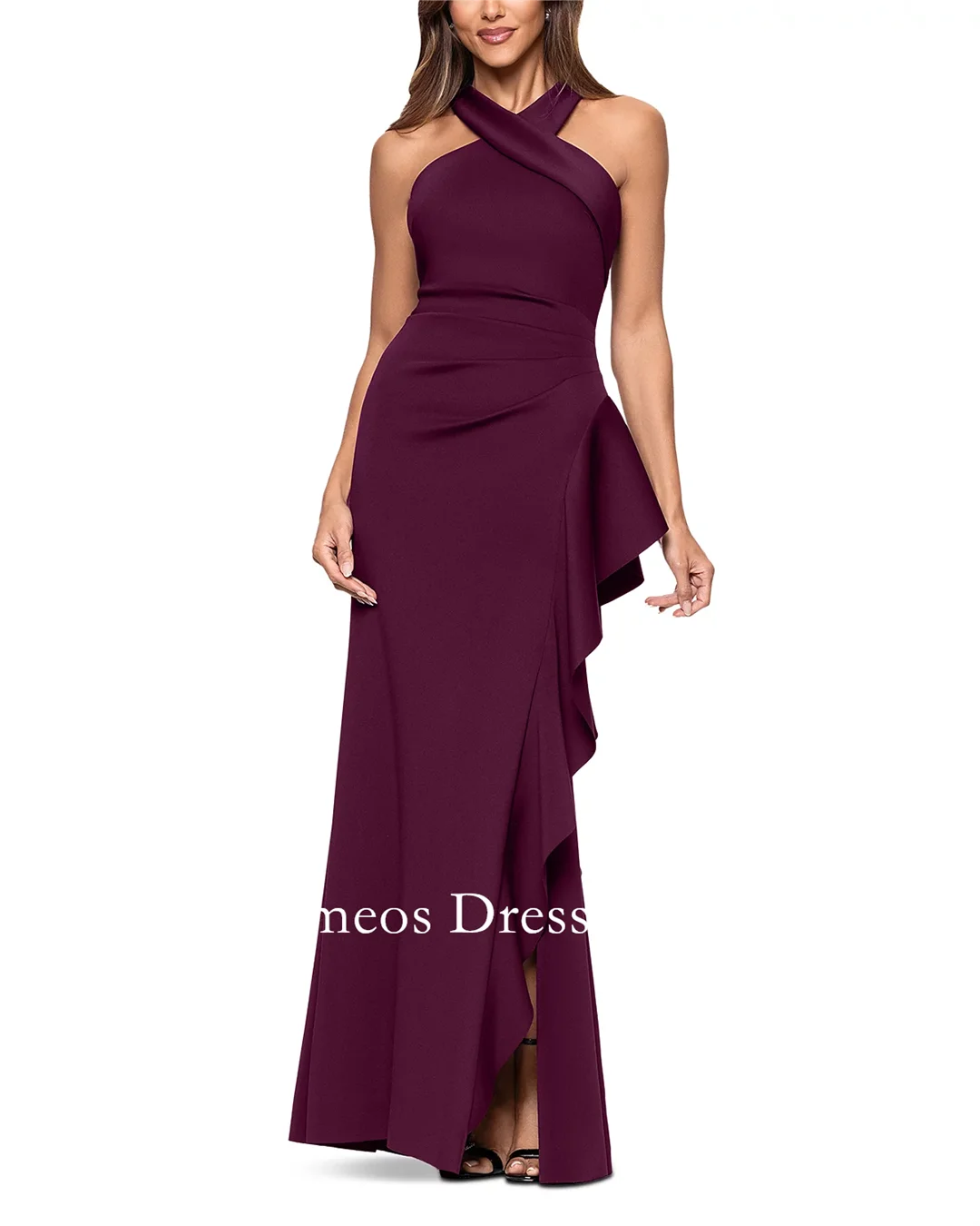 2025 مخصص كاره الرقبة الكشكشة النبيذ الأحمر حورية البحر فساتين لحضور الحفلات الموسيقية مساء فستان المرأة فساتين السهرة فستان الحفلات الرسمية #1