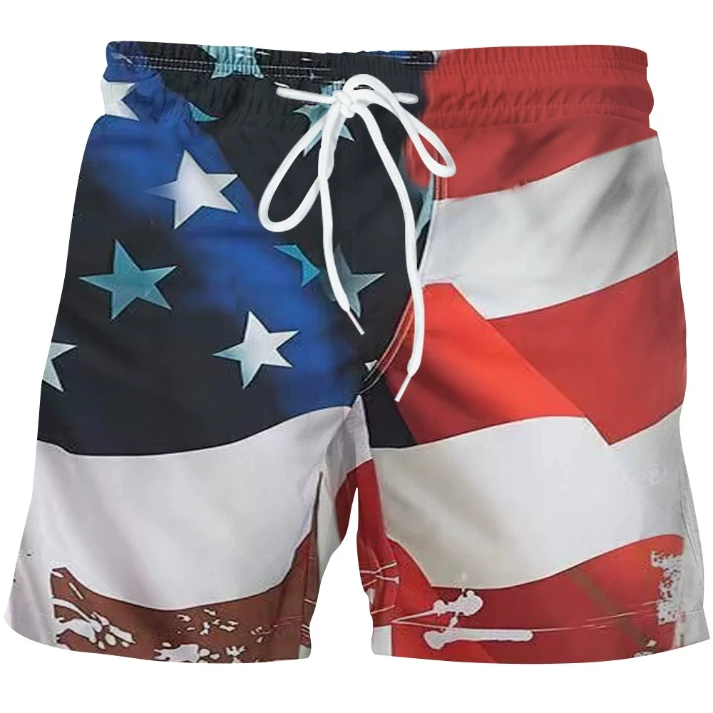 New American Independence Day Flag Fashion Men Women Tracksuits Crewneck Hip Hop Shorts Plus Size S-7XL Gym Shorts Men S-7XL