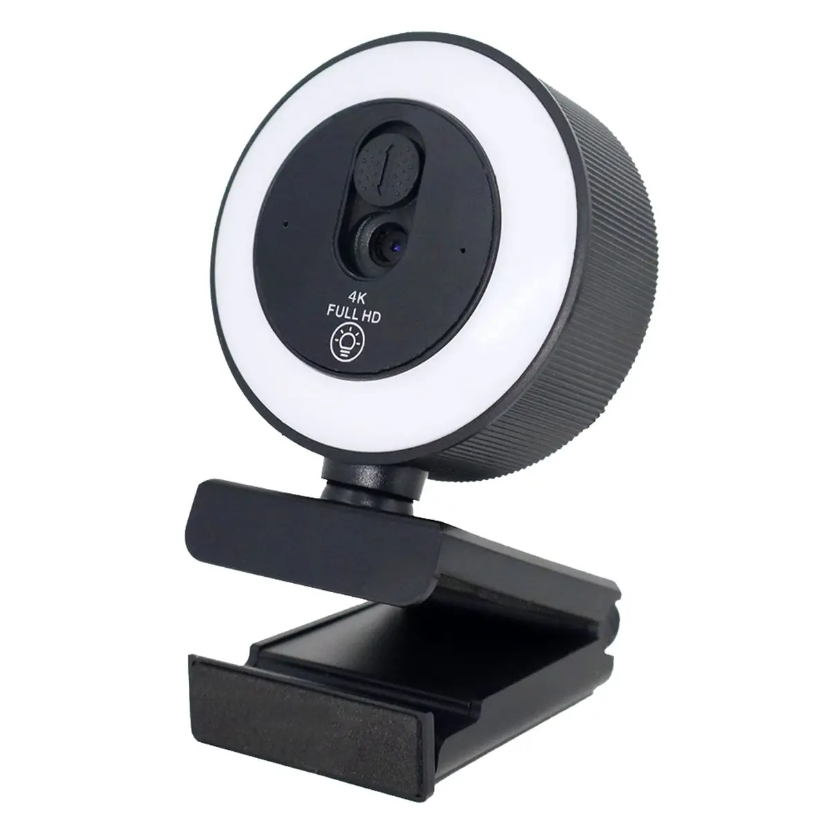 N86R 4k Webcam with Fill Light Autofocus USB Camera with Microphone Rotatable Webcam for Streaming Video Conferencing