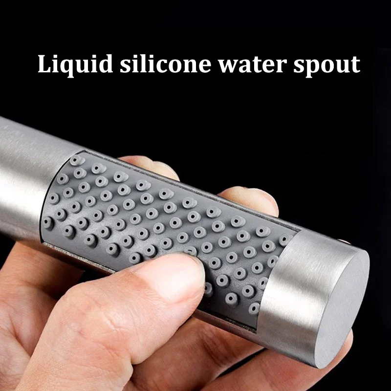 Handbrause Hochdruck Zylindrischer Singlemode Regenduschkopf mit Wasserauslauf aus Silikon Badezimmerzubehör
