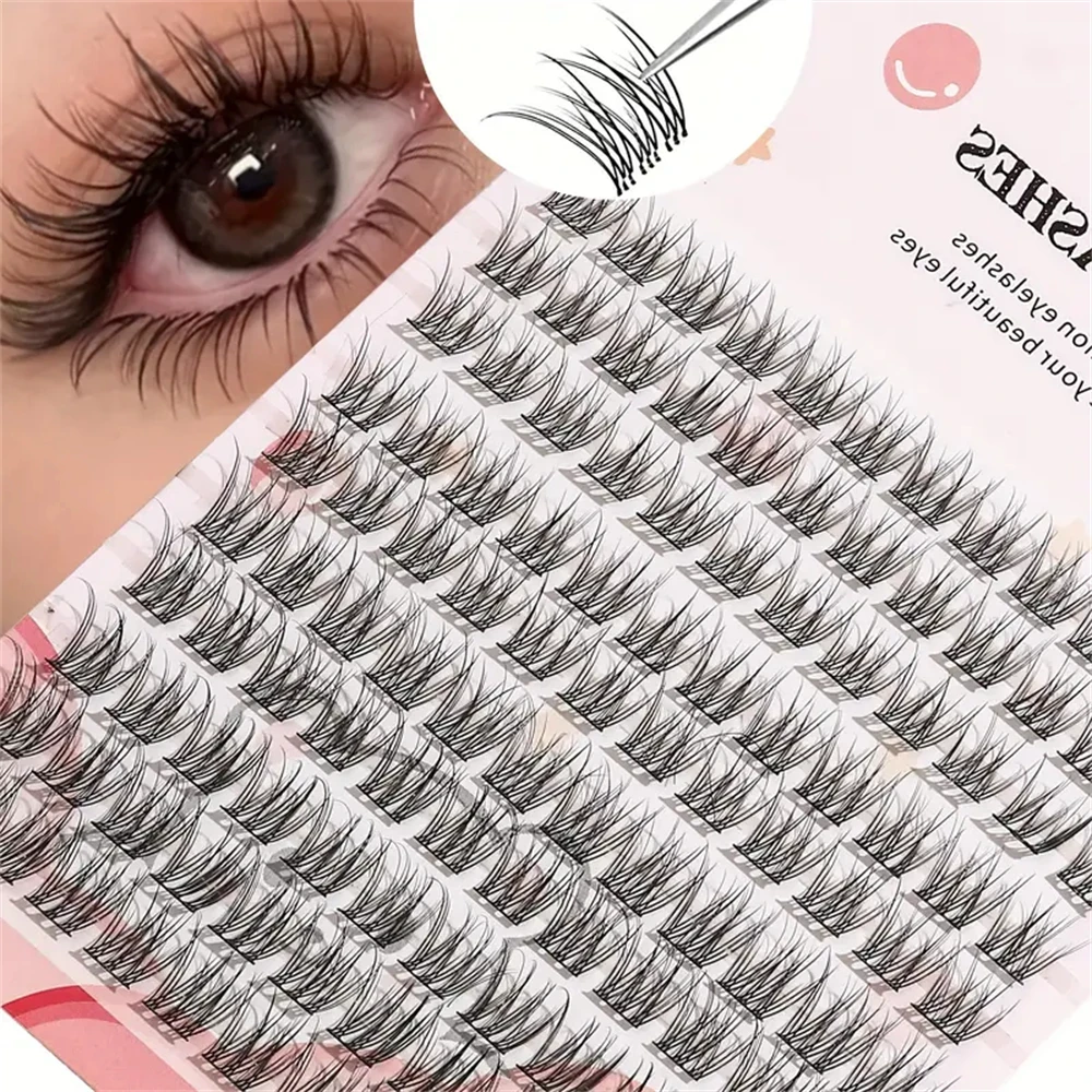 120 Pcs False Eyelash , Cartoon-Style Natural Look,  Dense and Fluffy, Crossed Design for Realistic Bundles, Ideal for Novices
