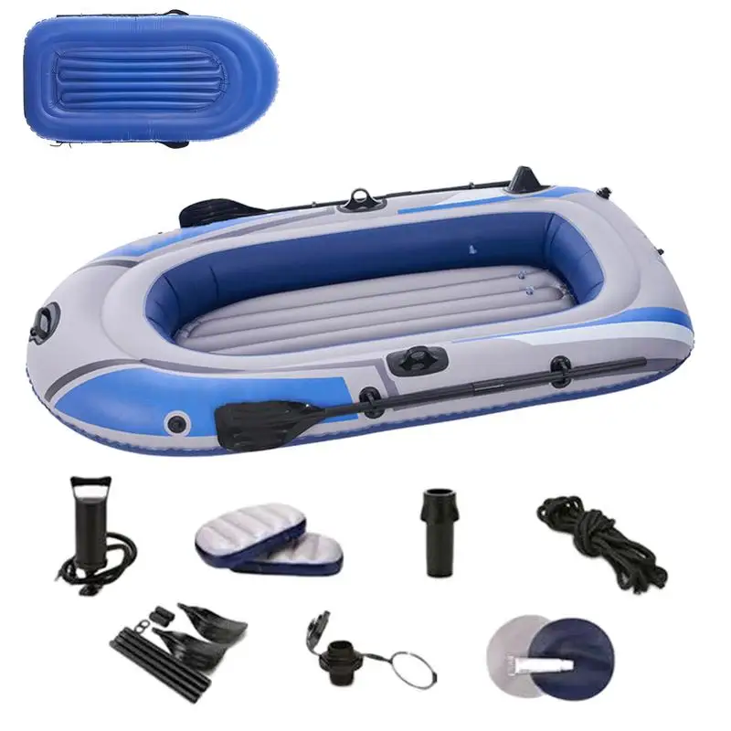 

Inflatable Raft Oar Locks Blow Up Boat Includes Paddle Seat Manual Air Pump Anti-Leakage Angler Kayak With 4 Air Chambers