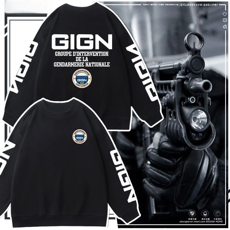 

French National Gendarmerie GIGN Crew Neck Sweater 141 Mobile Task Force Printed Sweatshirt Autumn and Winter Men's Casual Top