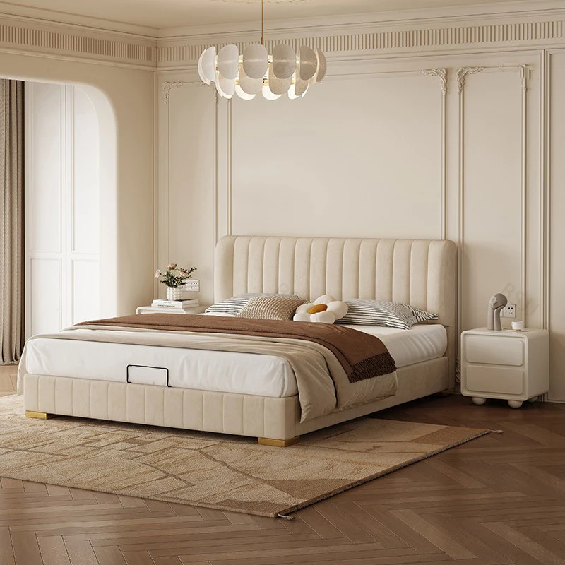 Customized High Back Bedroom Furniture King Size Bed Modern Minimalist Double Bed For Adults