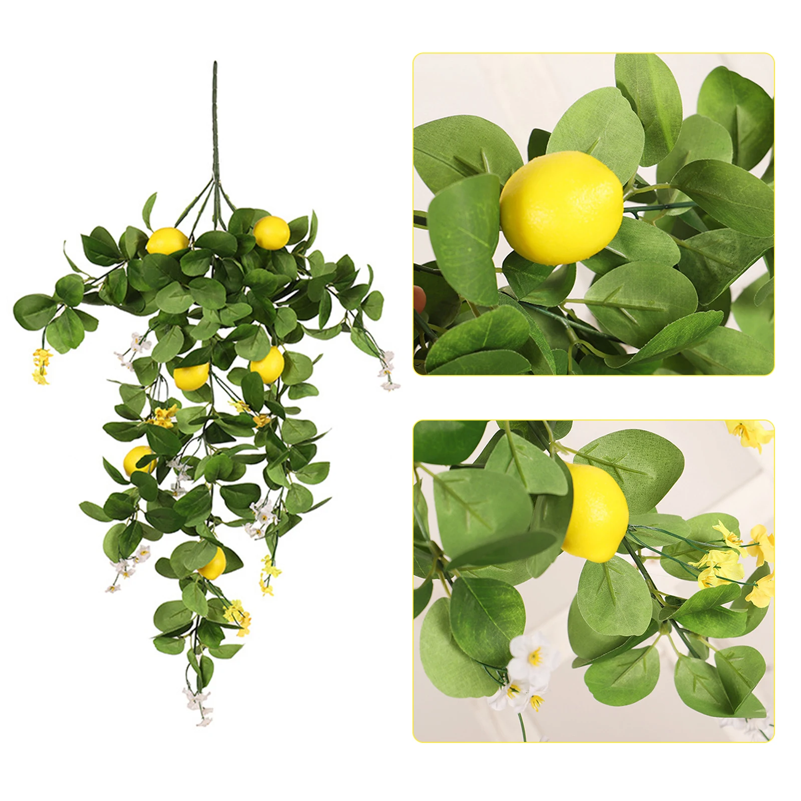 Lemon Upside Down Tree Branches Fake Lemons Fruit Artificial Plants Vines Wall Hanging Simulation Rattan Home Decor Pendant