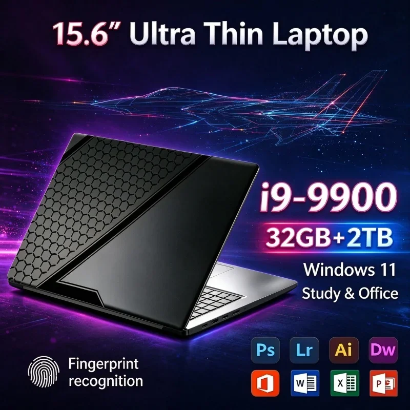 15.6" FHD Lightweight Notebook PC Intel Core I9-9900 Windows11 32GB RAM Optional 1TB 2TB SSD Ultra Slim Portable Gaming Laptop