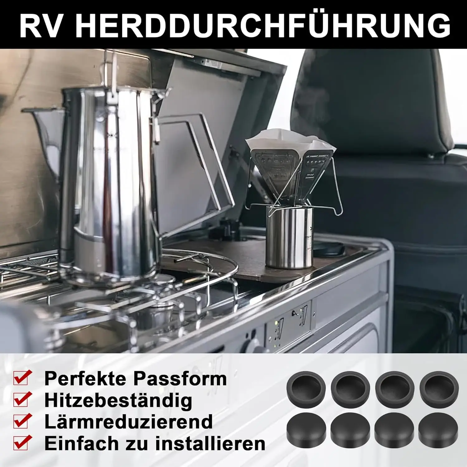 8Pcs RV Push On Sink Hob Cover Caps Screws Pot Holder Camper Motorhome Caravan Accessories For Dometic Smev Thetford