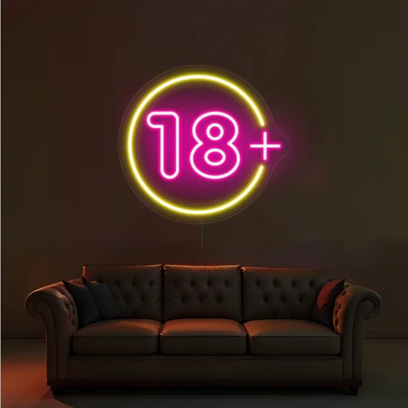 18+ Neon Sign 18 plus neon sign Adults Only Sign, Bar Decor Neon Light Adult-Themed Wall Art LED Light Bars Club Party Neon Sign
