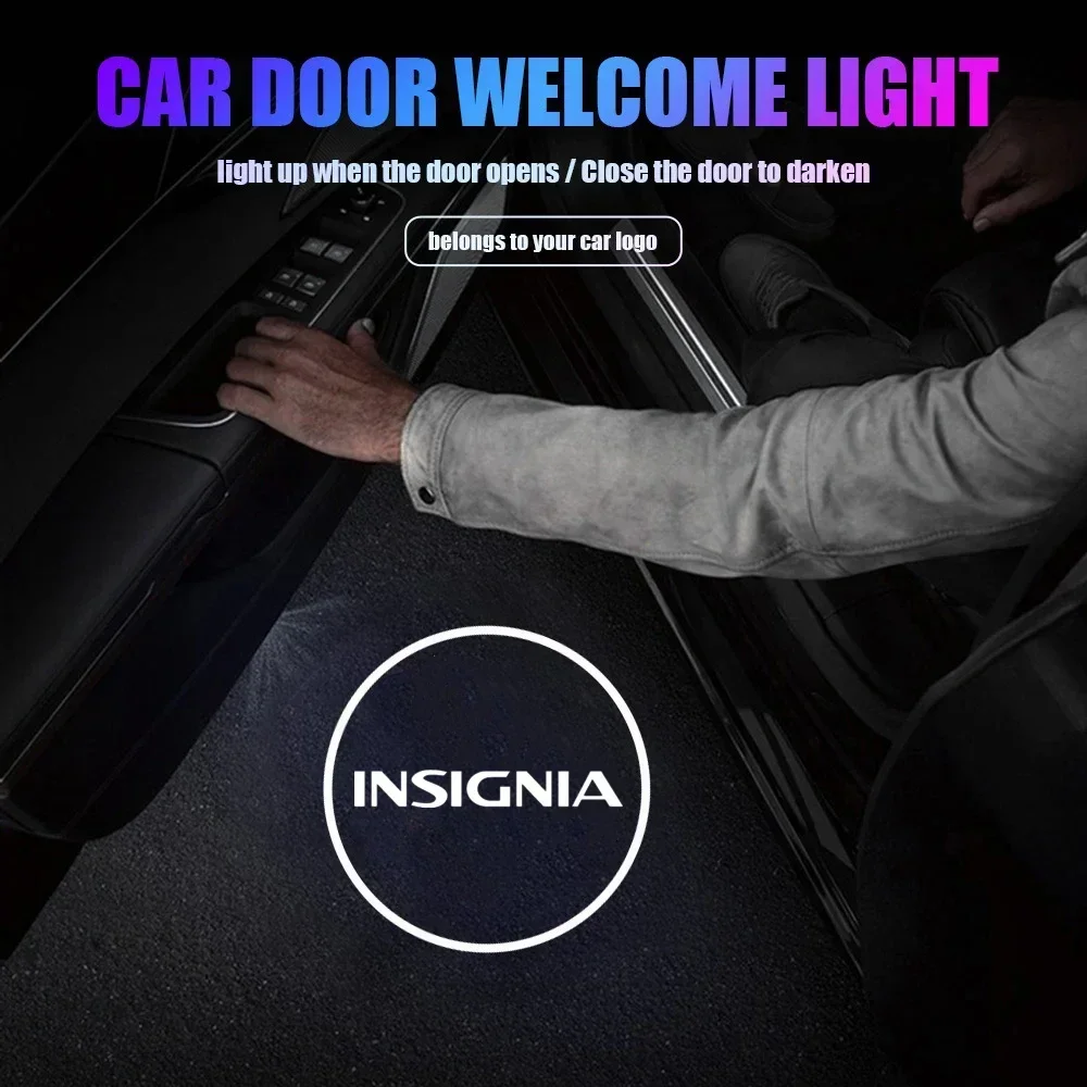 2Pcs LED Car Door Welcome Courtesy Lights Styling For Opel Insignia Logo 2009-2018 Pattern Laser Projector Lamps Accessories