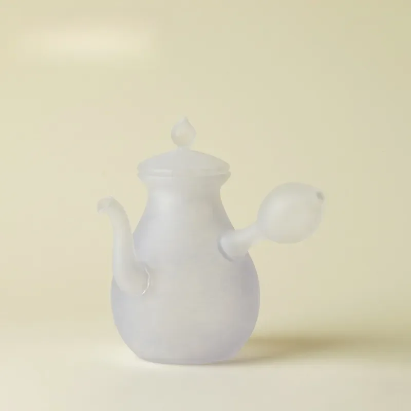 Purple Pastel Glazed Borosilicate Glass Teapot With Side Handle Japanese Style Kung Fu Tea Set For Home Office Bubble Tea