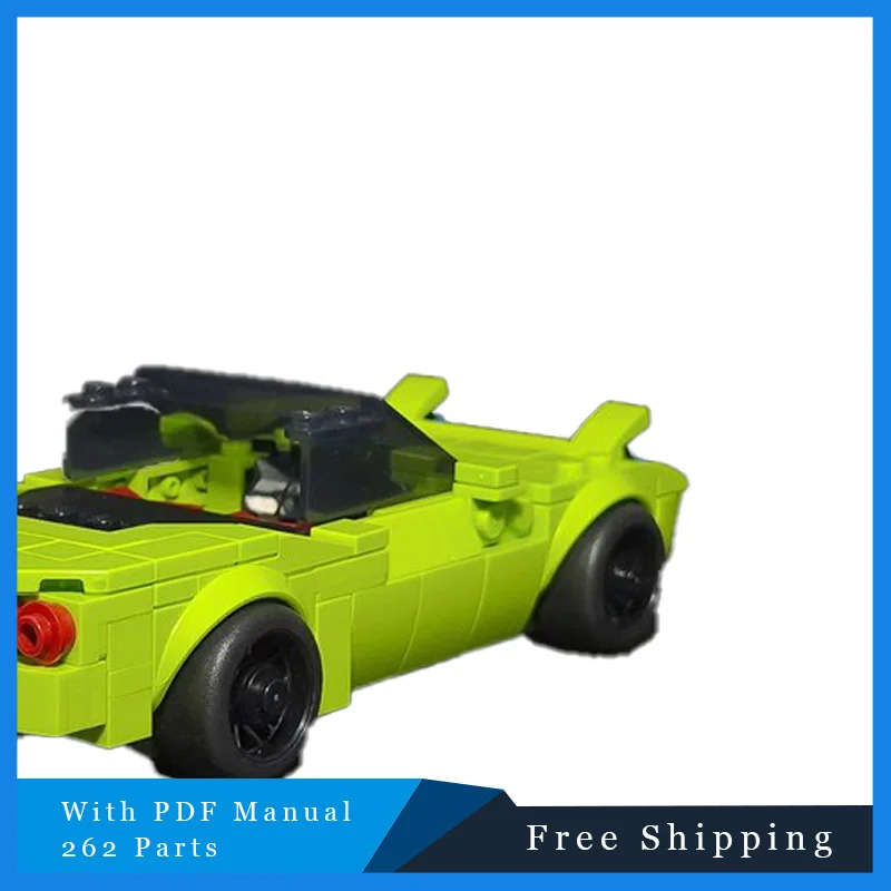 262 peças cidade super carro modular moc luz verde blocos de construção diy montagem bloco de construção modelo aniversário presentes natal 2025