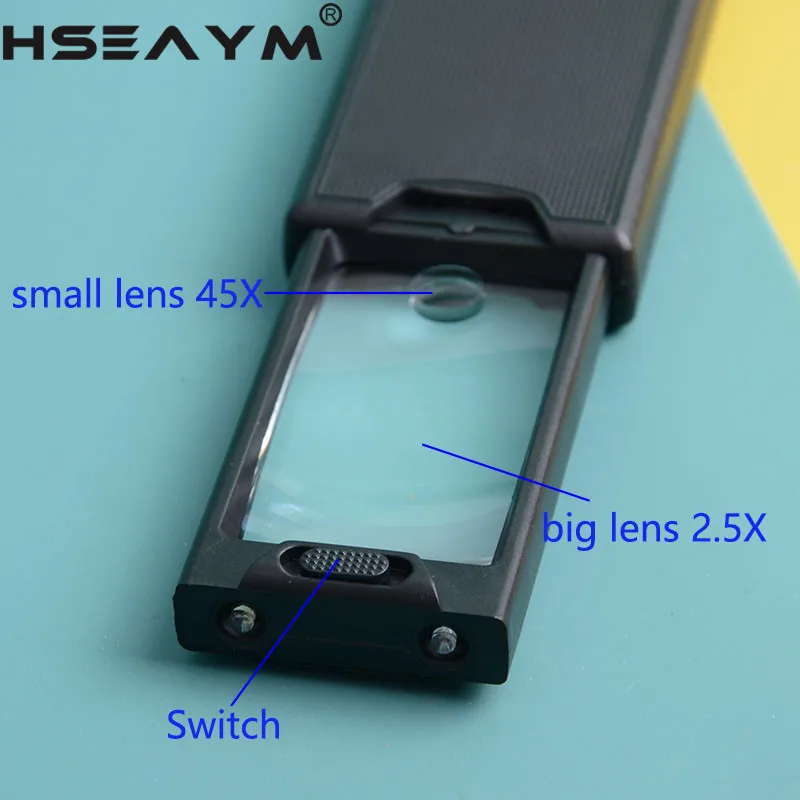 2.5X 45X LED Pull Out Handheld Jewelry Magnifier Magnifying Glass Loupe for Reading Close Observation Repairing Loupe