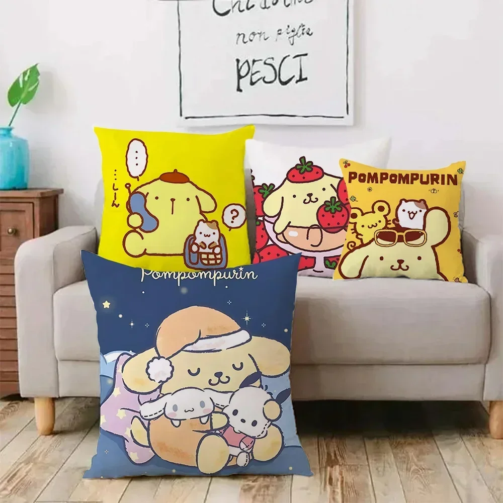 Cartoon Pom Pom Purin Pillow Covers Cartoon Sofa Decorative Home Double-sided Printing Short Plush Cute Cushion Cover