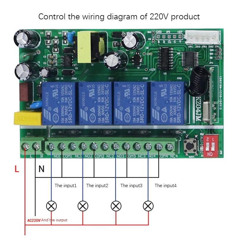 AC 85-256V 4CH RF+Manual Integrated Control Switch Smart Wireless Remote Control Switch For Lamps, Motors, Elevators